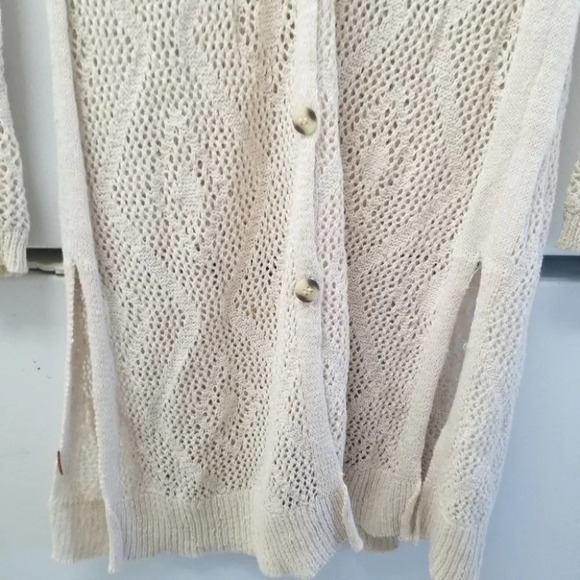 FREE people cotton knit long cream button cardigan XS - Picture 6 of 13